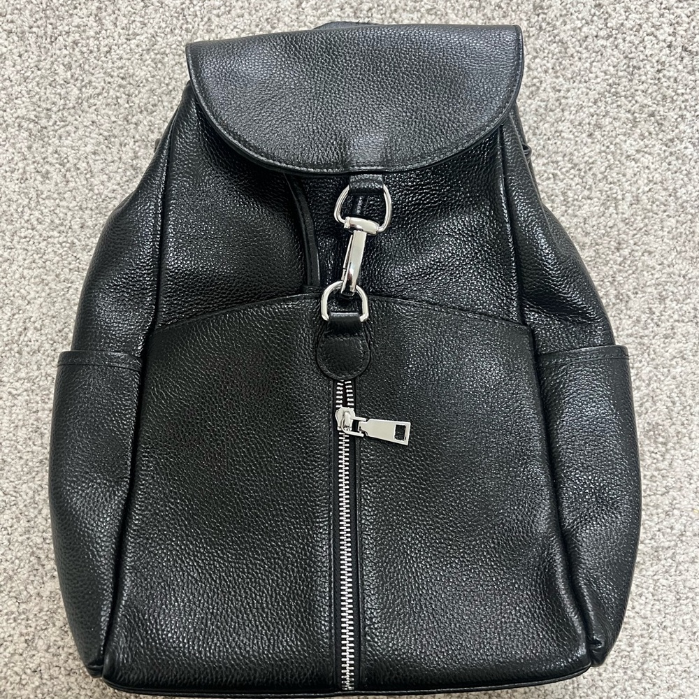 Classic Black Leatherette Women's Backpack